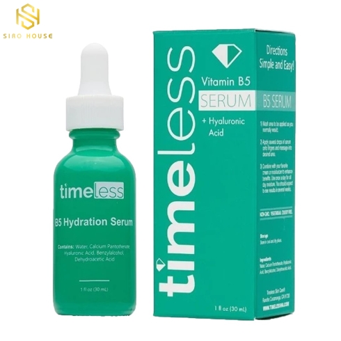 Tinh chất dưỡng ẩm, phục hồi da, se khít lỗ chân lông TIMELESS Vitamin B5 + Hyaluronic Acid 30mL 