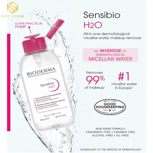 Nước Tẩy Trang Bioderma Crealine H2O Solution Micellaire Nắp Nhún Màu Hồng 500ml