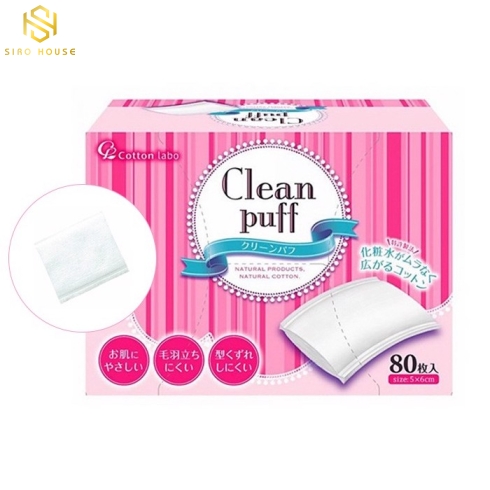 Bông Tẩy Trang Clean PUFF Natural Cotton (80 Miếng) - Nhật Bản