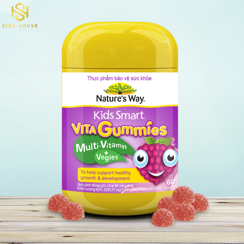 Kẹo Dẻo Bổ Sung Vitamin Tổng Hợp Và Chất Xơ NATURES WAY Kids Smart Vita Gummies Multi Vitamin + Vegi