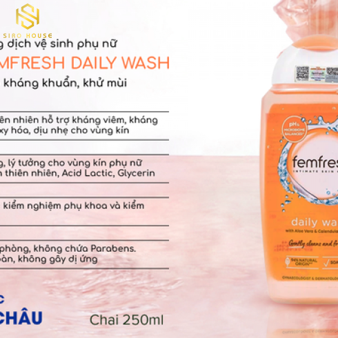 Dung dịch vệ sinh phụ nữ FEMFRESH Daily Wash 250ml