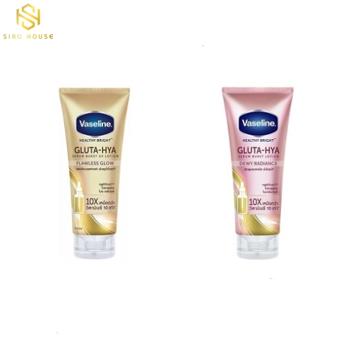 Dưỡng thể VASELINE Gluta Hya Dewy Radiance 10X & GLuta Hya Flawless Glow 330mL