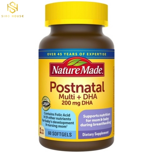 Thuốc bổ sau sinh NATURE MADE Postnatal Multi + DHA 60 viên