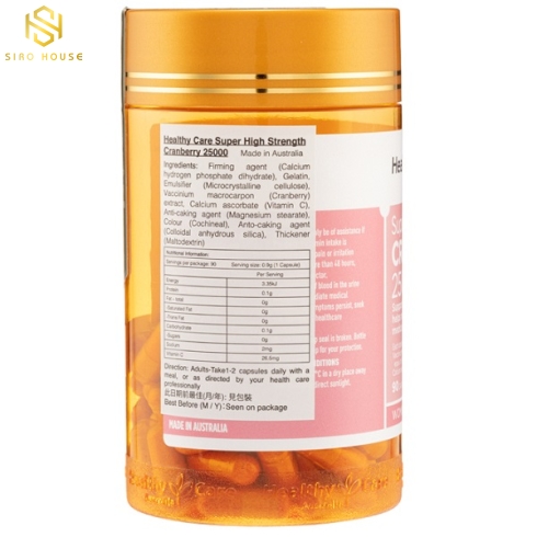 Thực phẩm chức năng Bổ Thận Healthy Care CRANBERRY 25000 90 Capsules