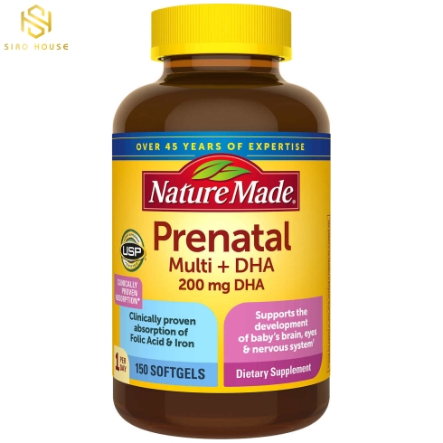  Thuốc bổ bà bầu NATURAL MADE Prenatal Multi + DHA 200mg DHA 150 viên