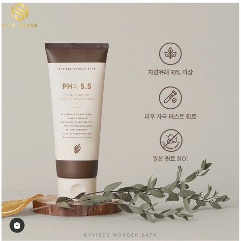 Sữa rửa mặt BYVIBES Wonder Bath PHA 5.5 PH Balancing PHA Cleansing Foam 150mL