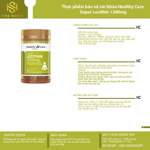 Mầm đậu nành HEALTHY CARE Super Lecithin 100 viên 