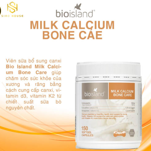 Viên bổ sung canxi hữu cơ BIOISLAND Milk Calcium Bone Care 150 viên