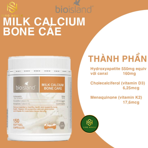 Viên bổ sung canxi hữu cơ BIOISLAND Milk Calcium Bone Care 150 viên