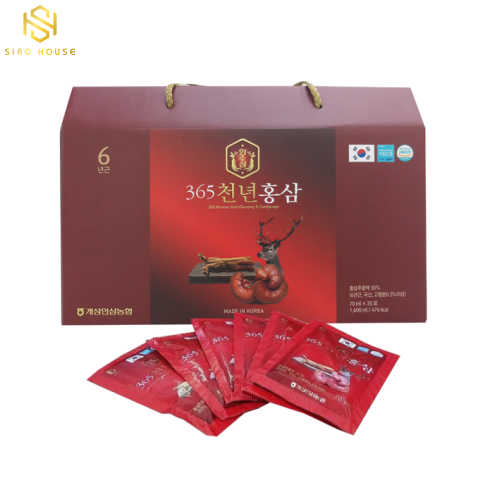 Nước Hồng Sâm Nhung Hươu Linh Chi DAEDONG 365 hộp 20 gói Hàn Quốc