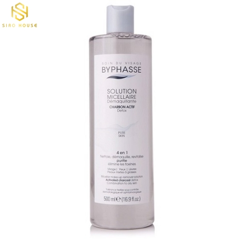 Nước tẩy trang than hoạt tính BYPHASSE Solution Micellaire Charbon Actif Detox Pure Skin 500mL