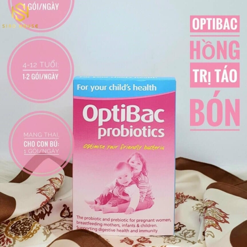 Men vi sinh cho trẻ em Optibac Probiotics hồng của Anh Quốc