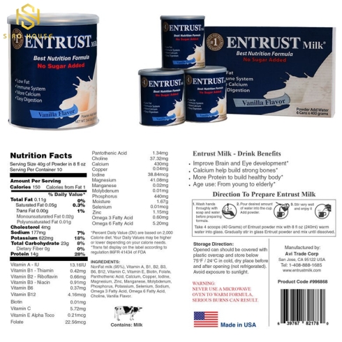 Sữa bột không đường ENTRUST Milk 400g
