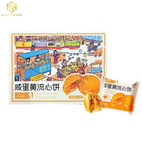 Bánh pía trứng muối kim sa tan chảy PAMIRITER 320g (hộp 6 cái)