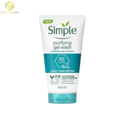  Sữa rửa mặt kiềm dầu, ngừa mụn SIMPLE  Purifying Gel Wash 150mL 