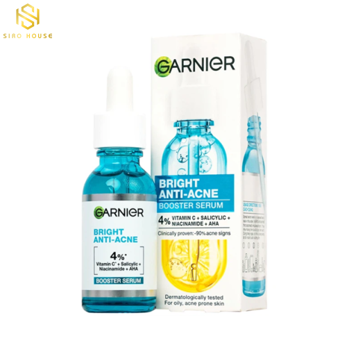 Tinh chất giảm mụn, mờ thâm GARNIER Bright Complete Anti-Acne Booster Serum 30mL