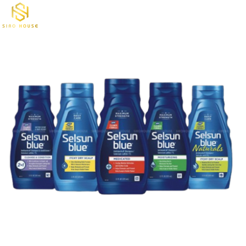 Dầu Gội Trị Gàu SELSUN BLUE 325mL (Cleanse & Conditions 2-in-1, Medicated, Itchy Dry Scalp, Moisturizing with Aloe, Naturals Itchy Dry Scalp)