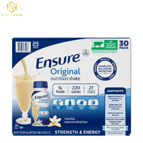 Sữa ENSURE nước hương Vani Ensure Original Vanilla 237ml Thùng 24 chai