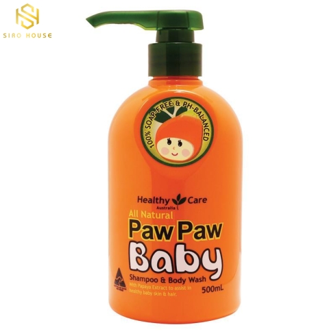 Sữa tắm gội em bé HEALTHY CARE Natural Paw Paw Baby 500mL