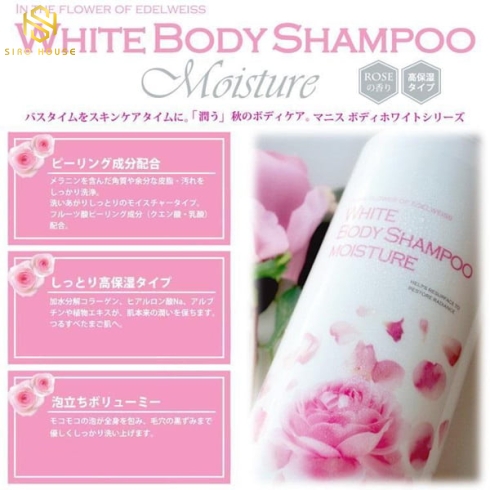 Sữa tắm trắng da MANIS White Body Shampoo Sakura Blooming 450mL	