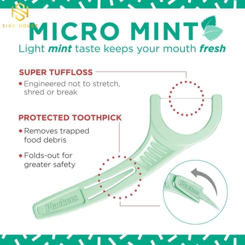 Tăm chỉ nha khoa PLACKERS Micro Mint 150 cái 
