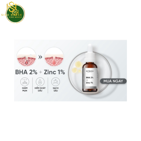 Serum BHA 2% + ZinC 1% DrCeutics Giảm Mụn Và Giảm Sưng Mụn tại E3 Audio