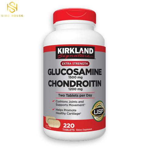 Viên uống bổ xương khớp KIRKLAND Signature Extra Strength Glucosamine 1500mg Chondroitin 1200mg (220