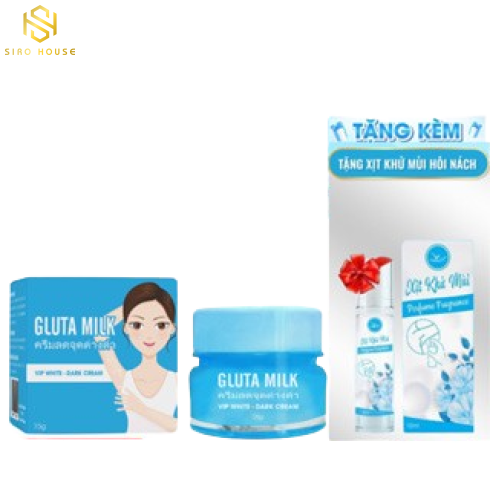 Kem dưỡng trắng nách GLUTA MILK Vip White 15g + Tặng kèm xịt khử mùi 10g