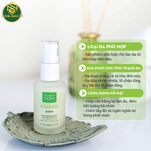Tinh chất giảm mụn & kiểm soát nhờn MARTI DERM Acniover Serum 30mL 