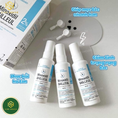 Dung dịch mọc tóc, ngăn rụng tóc BAILLEUL Minoxidil 2% (Hộp 3 x 60mL)