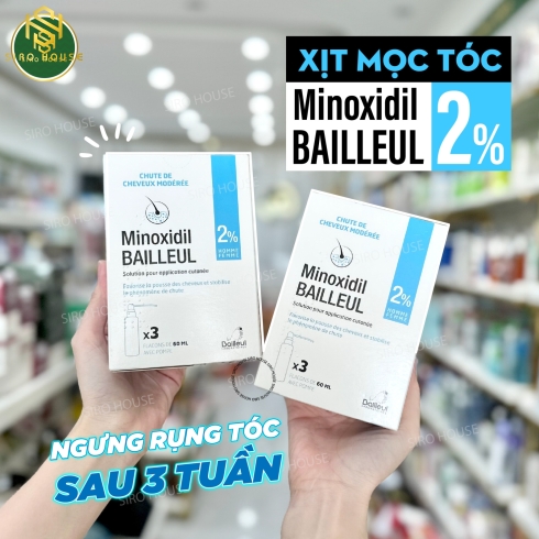 Dung dịch mọc tóc, ngăn rụng tóc BAILLEUL Minoxidil 2% (Hộp 3 x 60mL)