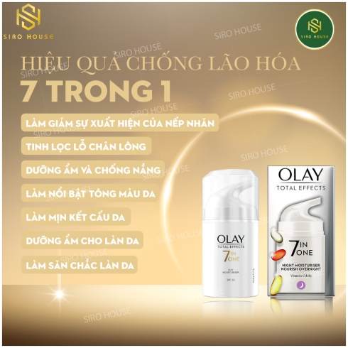 Kem dưỡng ban đêm OLAY 7 In One #Night Moisturiser Nourish Overnight 50mL 