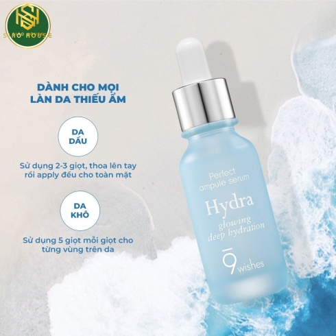 Tinh chất cấp ẩm 9WISHES Ampoule Serum Hydra Glowing Deep Hydration 25mL