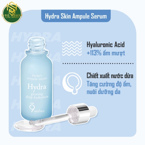 Tinh chất cấp ẩm 9WISHES Ampoule Serum Hydra Glowing Deep Hydration 25mL
