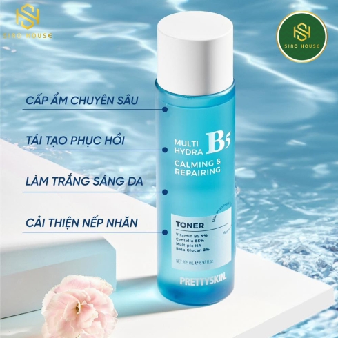 Nước cân bằng da PRETTYSKIN Multi Hydra B5 Calming & Repairing Toner 205mL 
