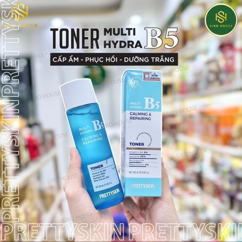 Nước cân bằng da PRETTYSKIN Multi Hydra B5 Calming & Repairing Toner 205mL 