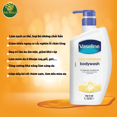 Sữa tắm dưỡng ẩm VASELINE Total Moisture Body Wash 1000mL