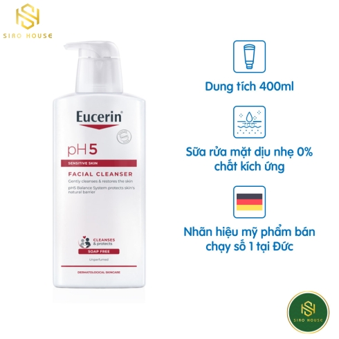 Sữa rửa mặt EUCERIN pH5 Facial Cleanser Sensitive Skin 400mL