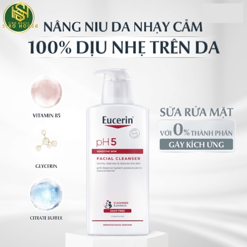 Sữa rửa mặt EUCERIN pH5 Facial Cleanser Sensitive Skin 400mL