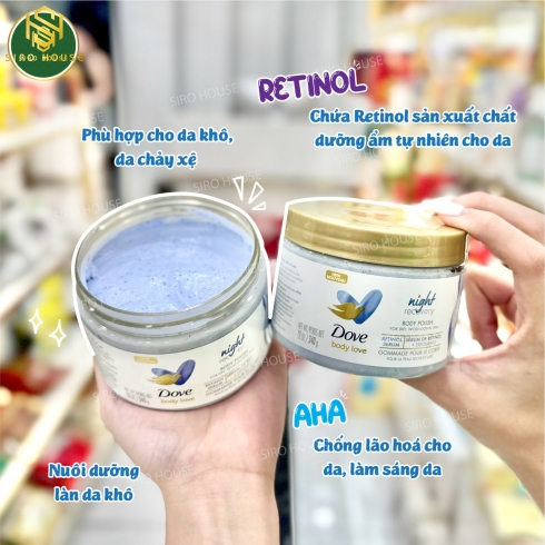 Tẩy tế bào chết toàn thân DOVE Body Love Night Recovery Body Polish 340g