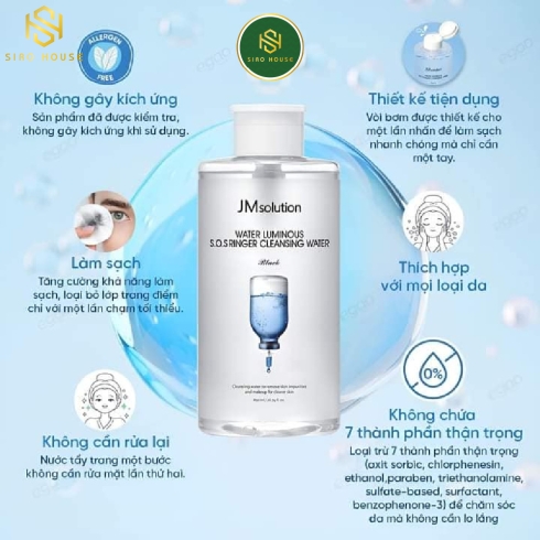 Nước tẩy trang JMSUTION #Water Luminous S.O.S Cleansing Water 500mL
