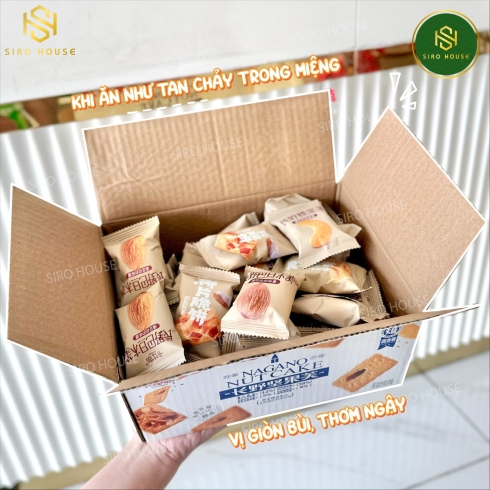 Bánh quy nướng hạt dinh dưỡng NAGANO NUT CAKE 345g (1 hộp trắng 45 bánh)