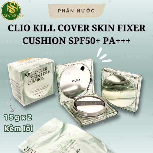 Phấn nước CLIO Kill Cover Skin Fixer Cushion SPF50+ PA+++  tone 21 và tone 23