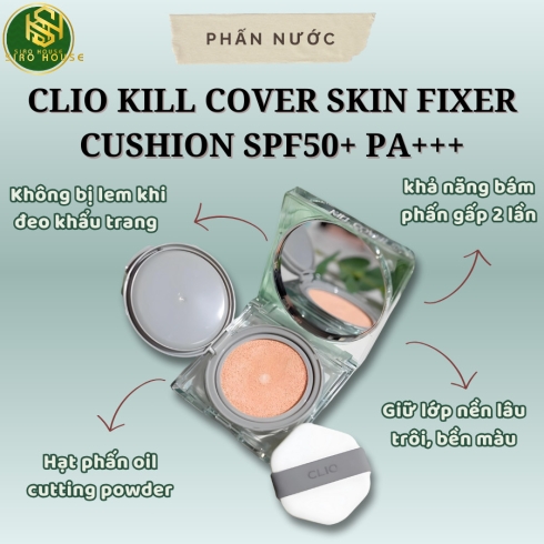 Phấn nước CLIO Kill Cover Skin Fixer Cushion SPF50+ PA+++  tone 21 và tone 23