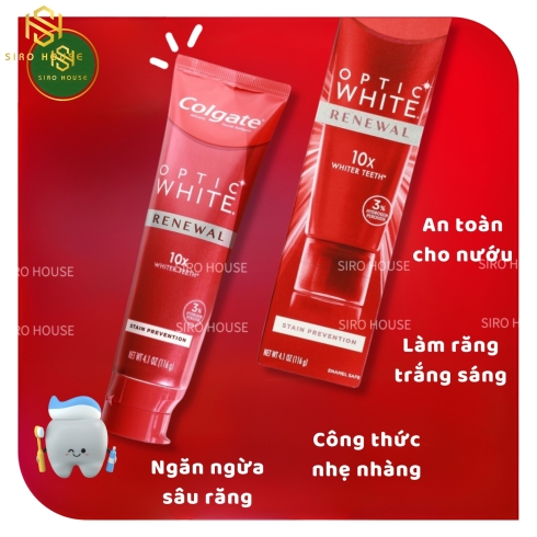 Kem đánh răng COLGATE Optic White Renewal Stain Prevention 116g 
