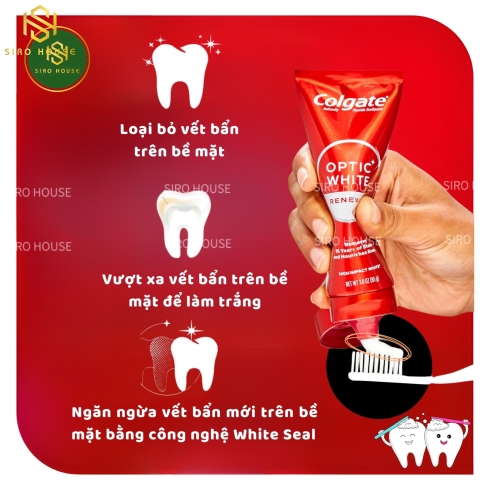 Kem đánh răng COLGATE Optic White Renewal Stain Prevention 116g 