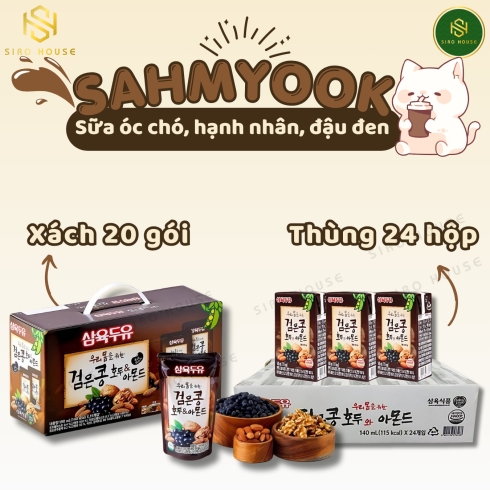 Sữa óc chó, hạnh nhân, đậu đen SAHMYOOK (Xách 20 gói)