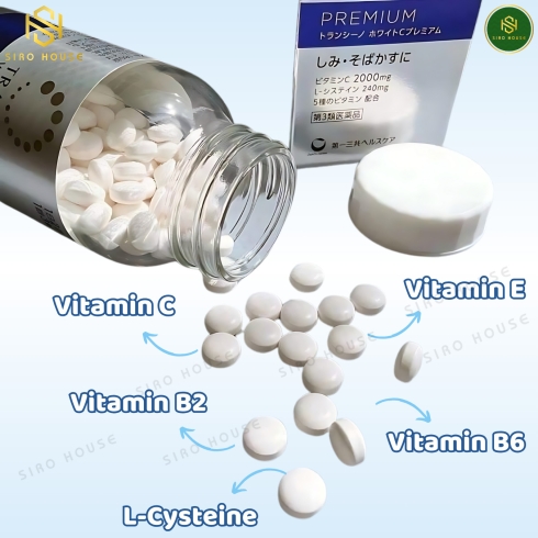 Viên uống trắng da, trị nám bổ sung vitamin C trị tàn nhang TRANSINO Premium White C Clear 90viên & 180viên