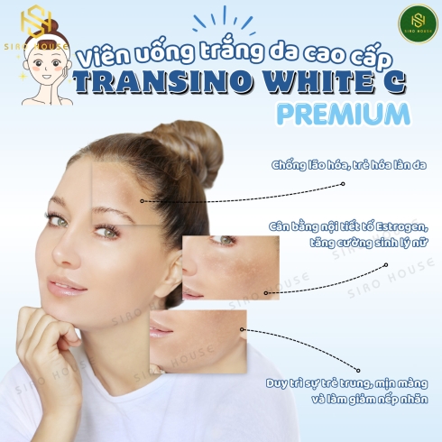 Viên uống trắng da, trị nám bổ sung vitamin C trị tàn nhang TRANSINO Premium White C Clear 90viên & 180viên
