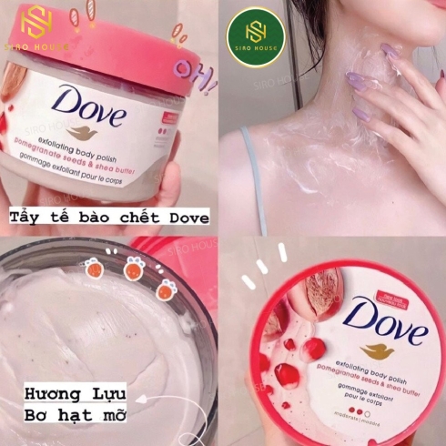 Tẩy tế bào chết toàn thân DOVE Exfoliating Body Polish #Pomegranate Seeds & Shea Butter 298g